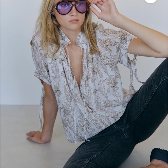 NWT Birgitte Herskind Gajol Blouse Blooming Floral Metallic  38 - Picture 10 of 13